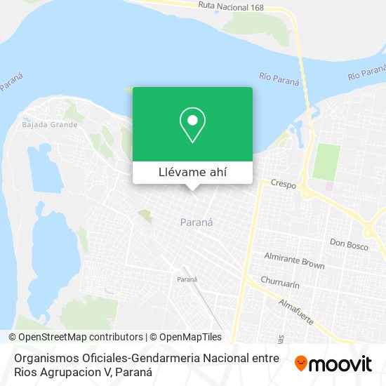 Mapa de Organismos Oficiales-Gendarmeria Nacional entre Rios Agrupacion V