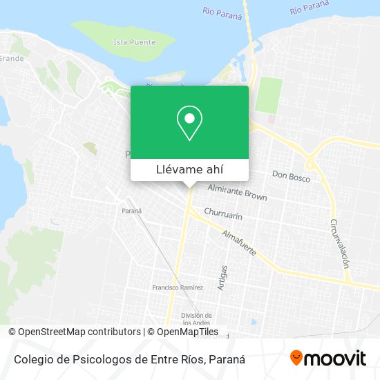 Mapa de Colegio de Psicologos de Entre Ríos