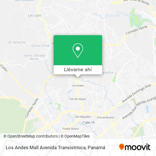 Mapa de Los Andes Mall Avenida Transistmica