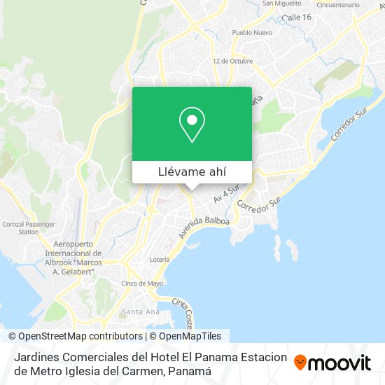 Mapa de Jardines Comerciales del Hotel El Panama  Estacion de Metro Iglesia del Carmen
