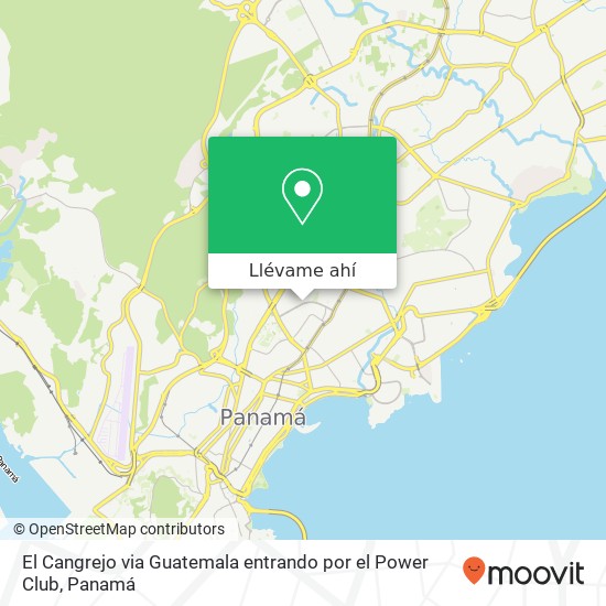 Mapa de El Cangrejo  via Guatemala  entrando por el Power Club