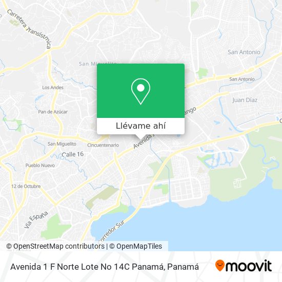 Mapa de Avenida 1 F Norte Lote No  14C  Panamá