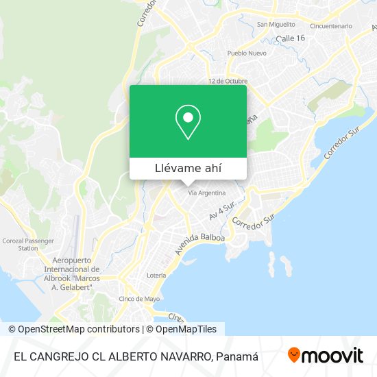 Mapa de EL CANGREJO  CL ALBERTO NAVARRO