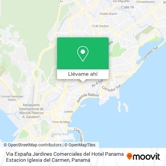 Mapa de Via España  Jardines Comerciales del Hotel Panama  Estacion Iglesia del Carmen
