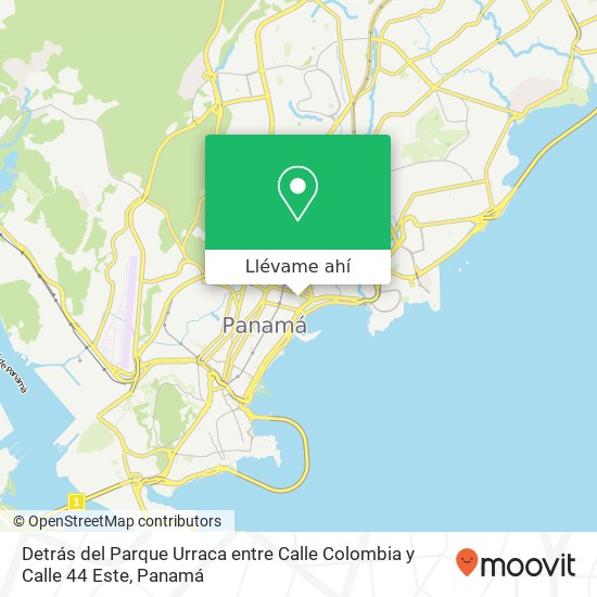Mapa de Detrás del Parque Urraca entre Calle Colombia y Calle 44 Este