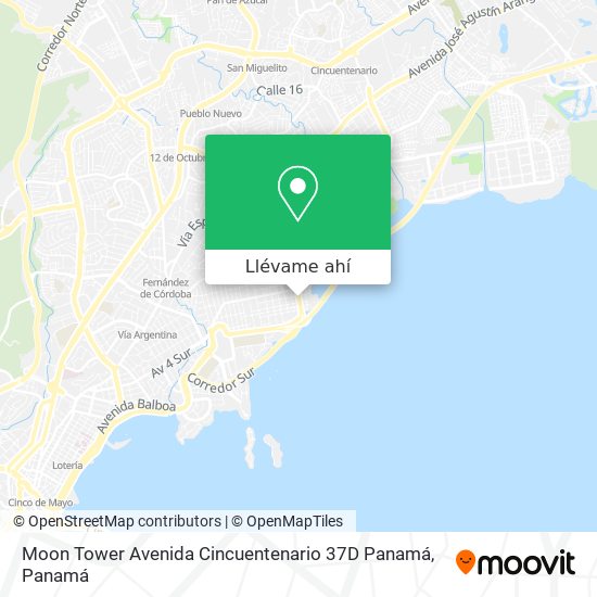 Mapa de Moon Tower Avenida Cincuentenario 37D  Panamá