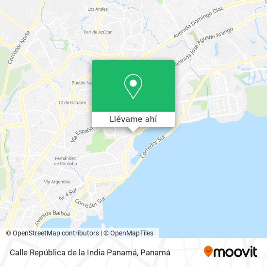 Mapa de Calle República de la India  Panamá