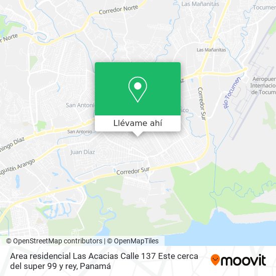 Mapa de Area residencial Las Acacias Calle 137 Este cerca del super 99 y rey