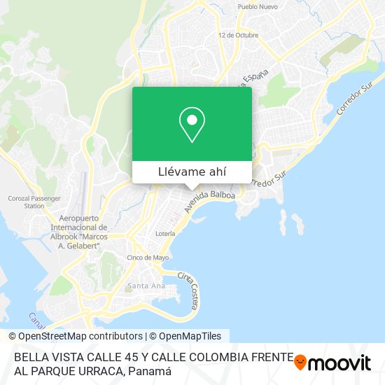 Mapa de BELLA VISTA  CALLE 45 Y CALLE COLOMBIA FRENTE AL PARQUE URRACA
