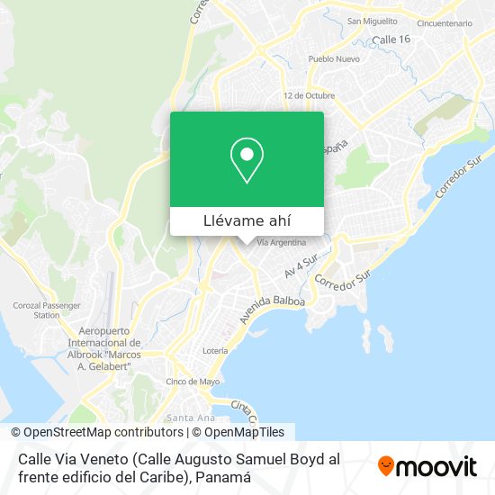 Mapa de Calle Via Veneto (Calle Augusto Samuel Boyd  al frente edificio del Caribe)