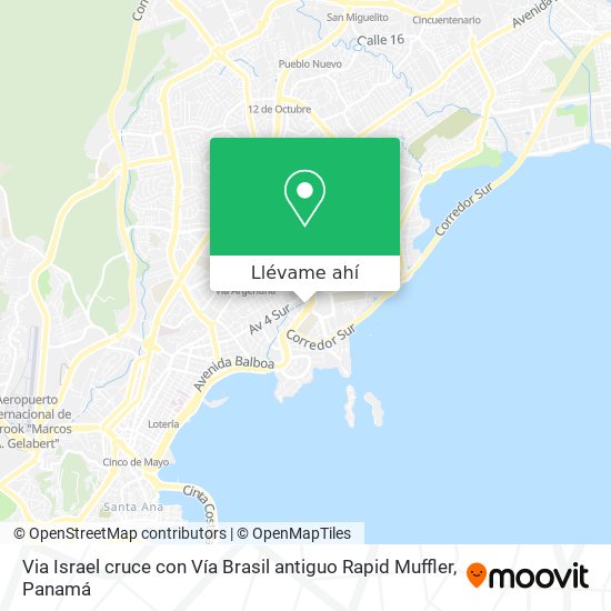 Mapa de Via Israel cruce con Vía Brasil antiguo Rapid Muffler
