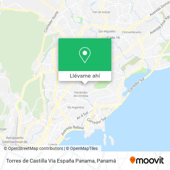 Mapa de Torres de Castilla  Vía España  Panama