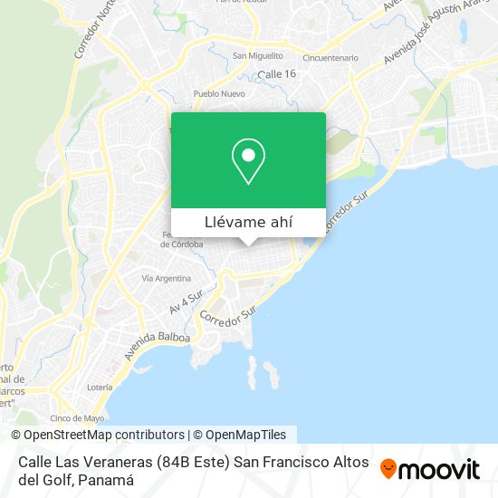 Mapa de Calle Las Veraneras (84B Este)  San Francisco  Altos del Golf