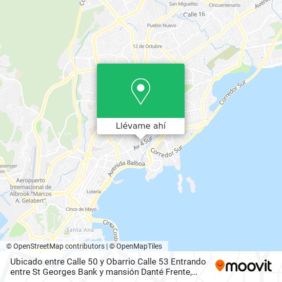 Mapa de Ubicado entre Calle 50 y Obarrio  Calle 53  Entrando entre St  Georges Bank y mansión Danté  Frente