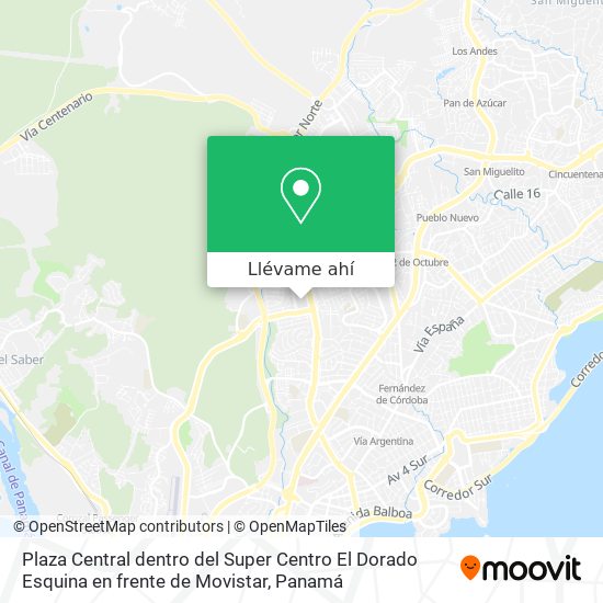 Mapa de Plaza Central dentro del Super Centro El Dorado  Esquina en frente de Movistar