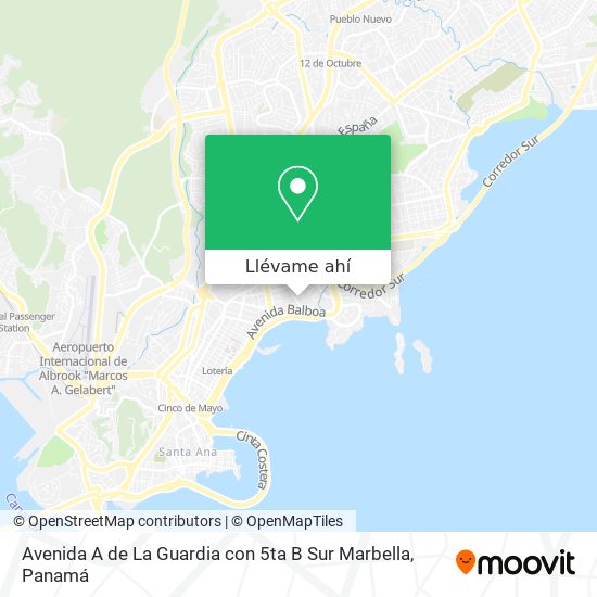 Mapa de Avenida A de La Guardia con 5ta B Sur Marbella