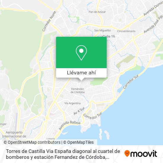 Mapa de Torres de Castilla Via España diagonal al cuartel de bomberos y estación Fernandez de Córdoba