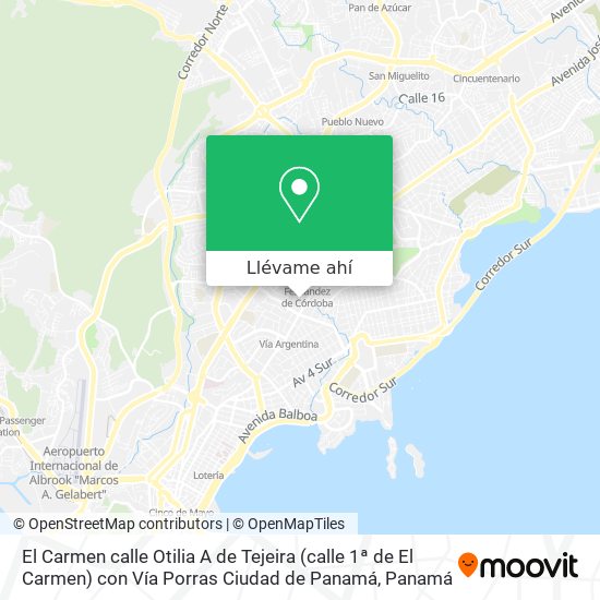 Mapa de El Carmen  calle Otilia A  de Tejeira (calle 1ª de El Carmen) con Vía Porras  Ciudad de Panamá