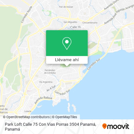 Mapa de Park Loft Calle 75 Con Vias Porras 3504  Panamá