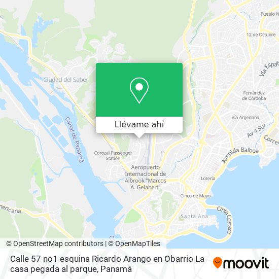 Mapa de Calle 57 no1 esquina Ricardo Arango en Obarrio  La casa pegada al parque