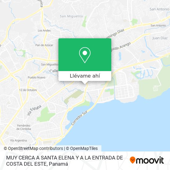 Mapa de MUY CERCA A SANTA ELENA Y A LA ENTRADA DE COSTA DEL ESTE