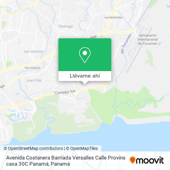 Mapa de Avenida Costanera  Barriada Versalles Calle Provins casa 30C  Panamá