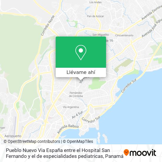 Mapa de Pueblo Nuevo  Via España  entre el Hospital San Fernando y el de especialidades pediatricas