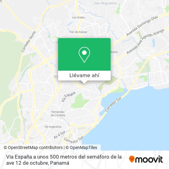 Mapa de Vía España  a unos 500 metros del semáforo de la ave  12 de octubre