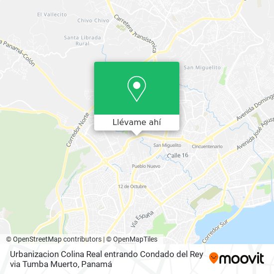 Mapa de Urbanizacion Colina Real  entrando Condado del Rey  via Tumba Muerto