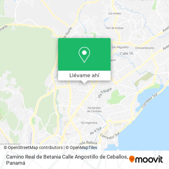 Mapa de Camino Real de Betania  Calle Angostillo de Ceballos