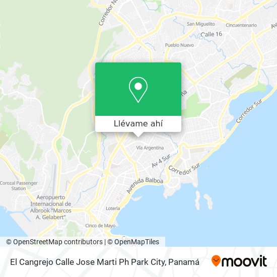Mapa de El Cangrejo Calle Jose Marti Ph Park City