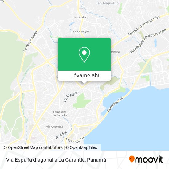 Mapa de Via España  diagonal a La Garantía