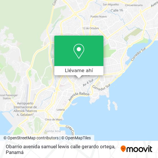 Mapa de Obarrio avenida samuel lewis calle gerardo ortega