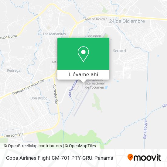 Mapa de Copa Airlines Flight CM-701 PTY-GRU