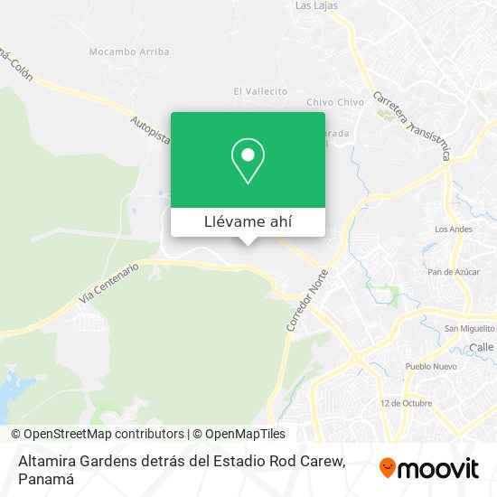 Mapa de Altamira Gardens  detrás del Estadio Rod Carew