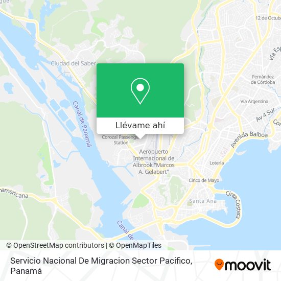 Mapa de Servicio Nacional De Migracion Sector Pacifico