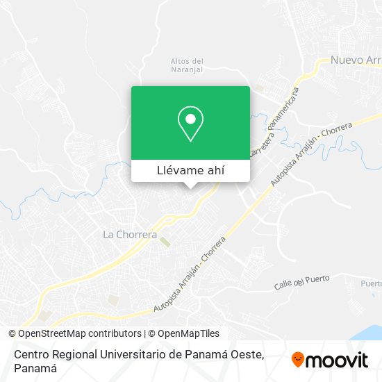 Mapa de Centro Regional Universitario de Panamá Oeste