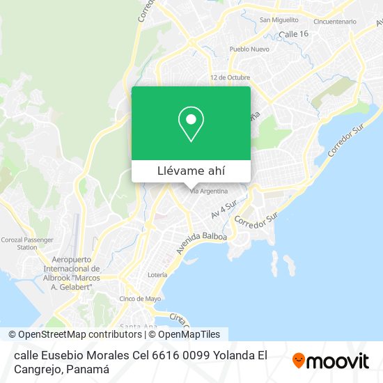 Mapa de calle Eusebio Morales Cel  6616 0099 Yolanda  El Cangrejo