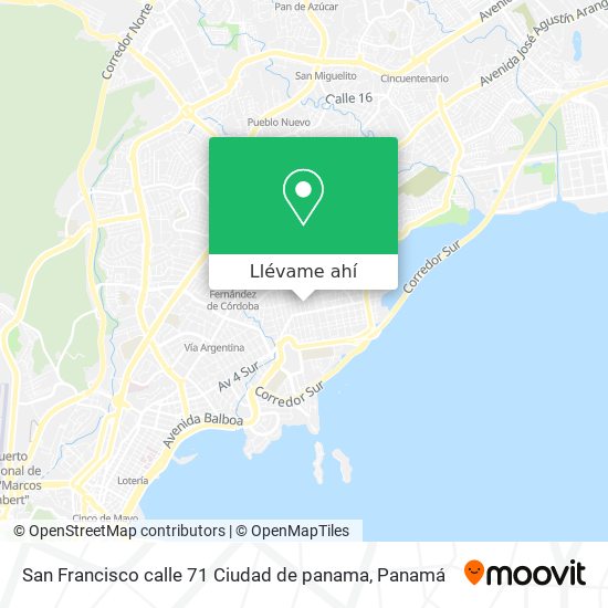 Mapa de San Francisco  calle 71  Ciudad de panama