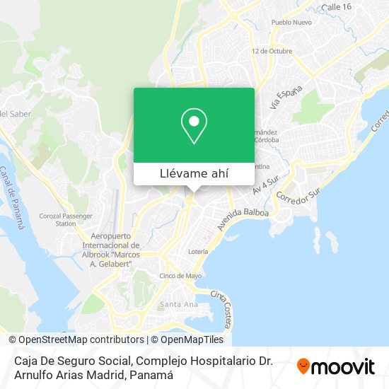Mapa de Caja De Seguro Social, Complejo Hospitalario Dr. Arnulfo Arias Madrid