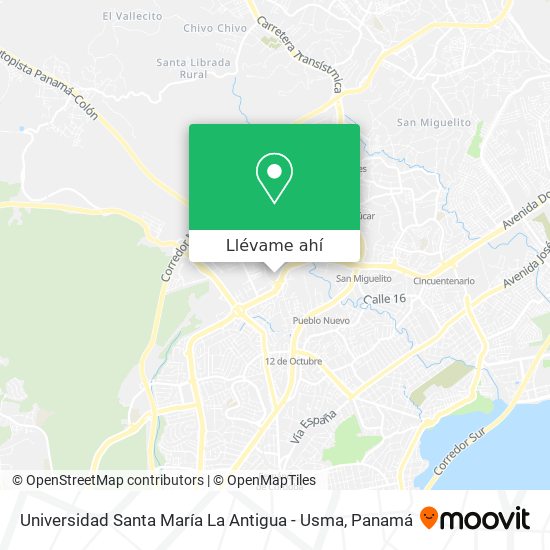 Mapa de Universidad Santa María La Antigua - Usma