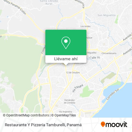 Mapa de Restaurante Y Pizzería Tamburelli