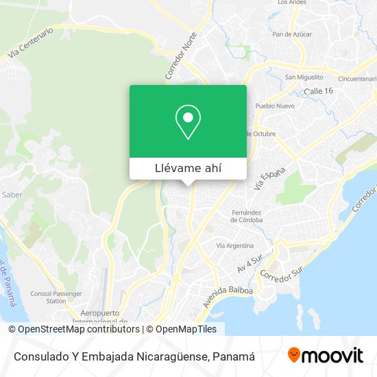 Mapa de Consulado Y Embajada Nicaragüense