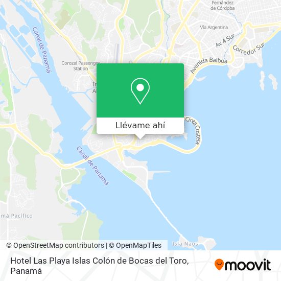 Mapa de Hotel Las Playa Islas Colón de Bocas del Toro