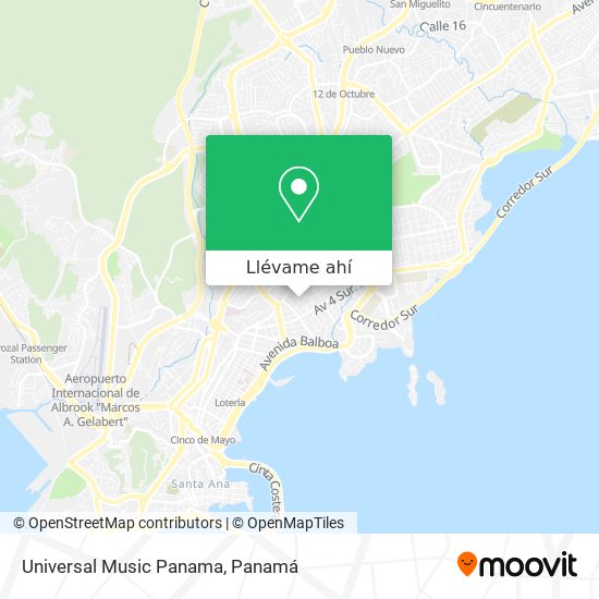Mapa de Universal Music Panama