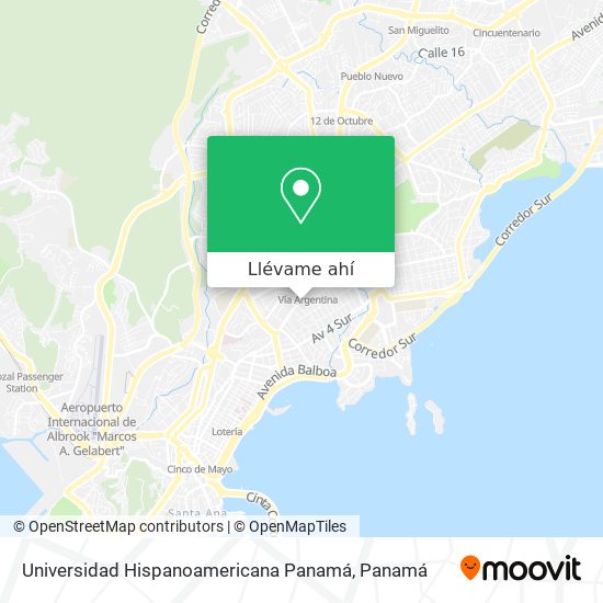 Mapa de Universidad Hispanoamericana Panamá