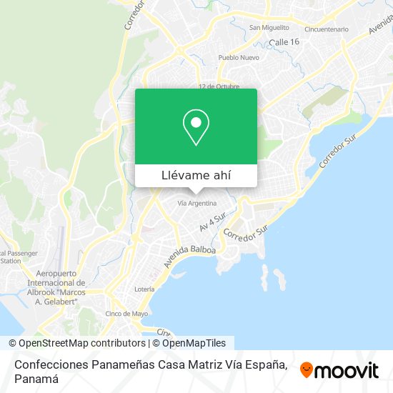 Mapa de Confecciones Panameñas Casa Matriz Vía España