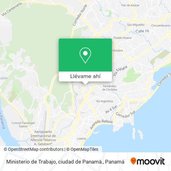 Mapa de Ministerio de Trabajo, ciudad de Panamà.