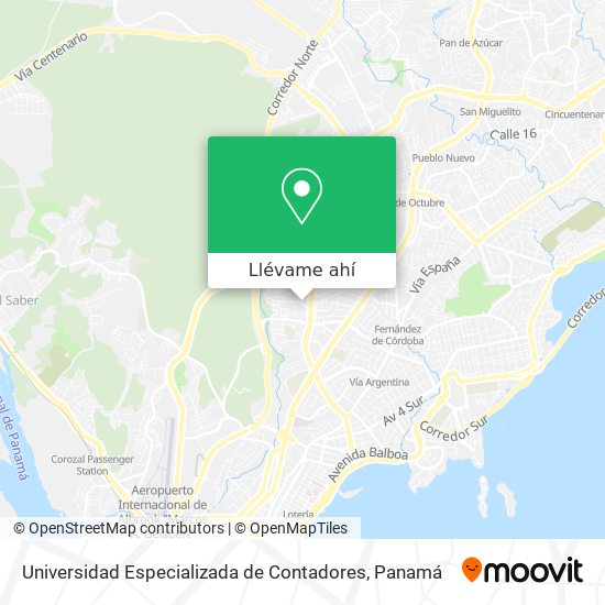 Mapa de Universidad Especializada de Contadores