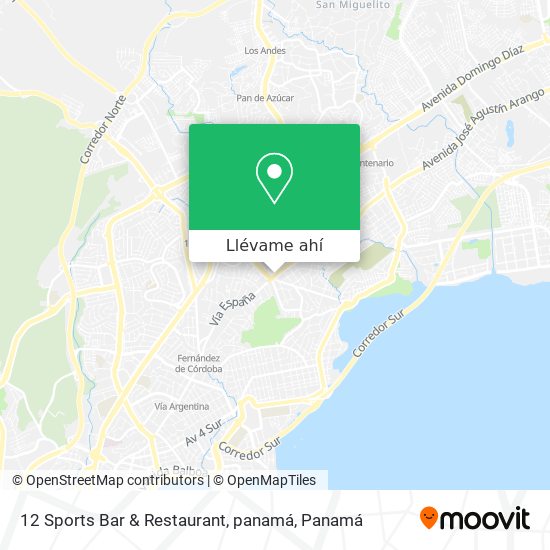 Mapa de 12 Sports Bar & Restaurant, panamá